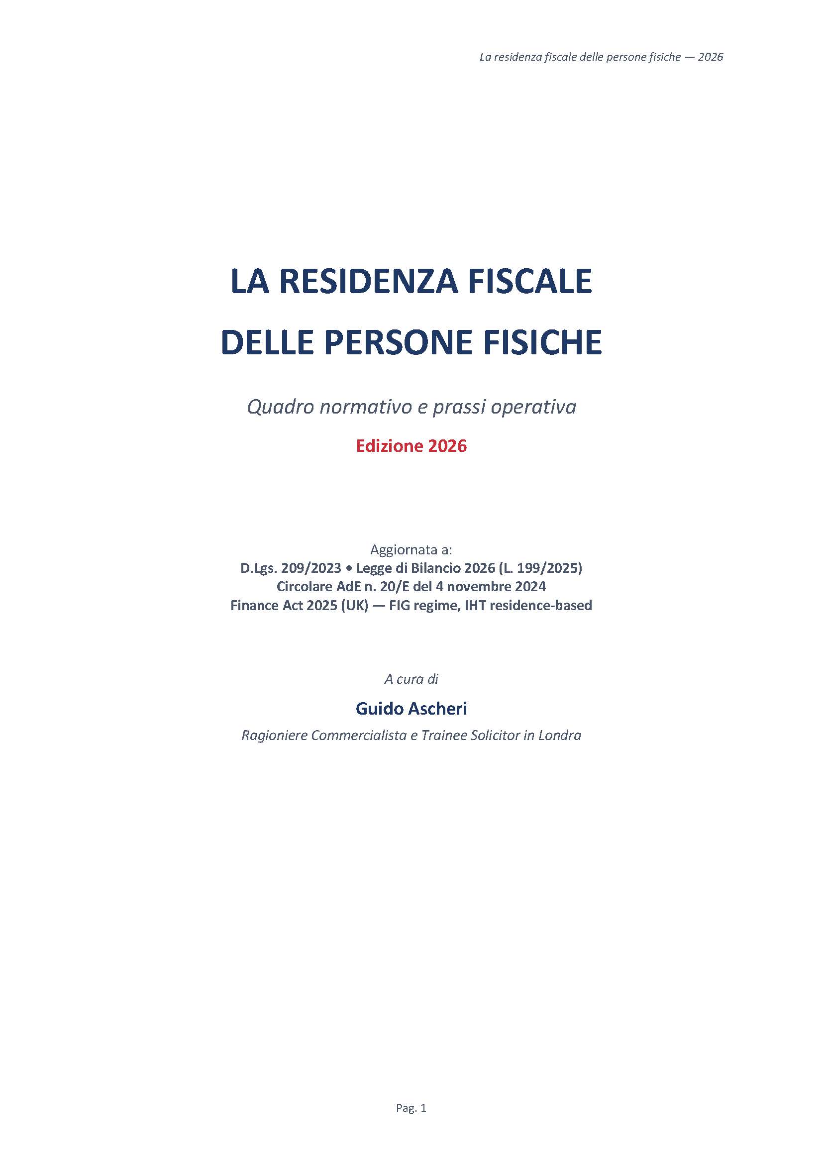 La residenza fiscale delle persone fisiche