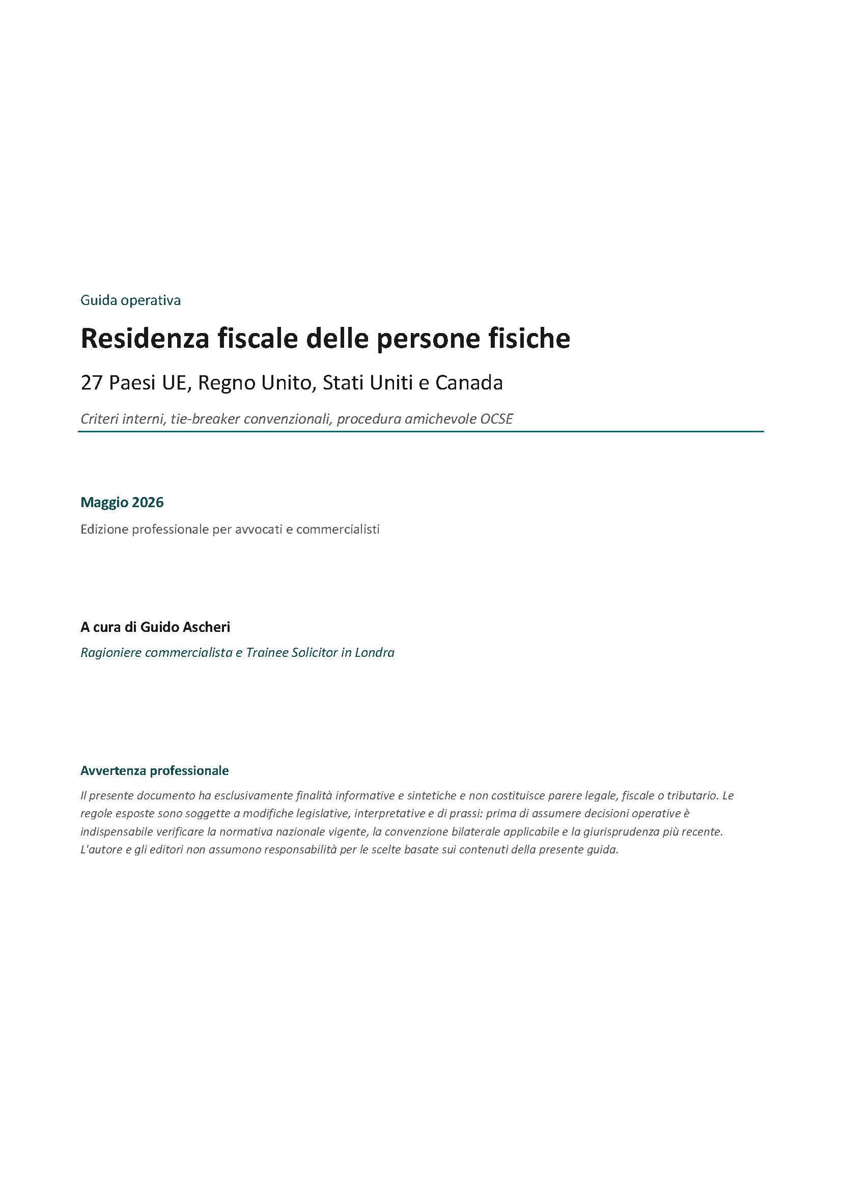 La Residenza Fiscale delle Persone Fisiche