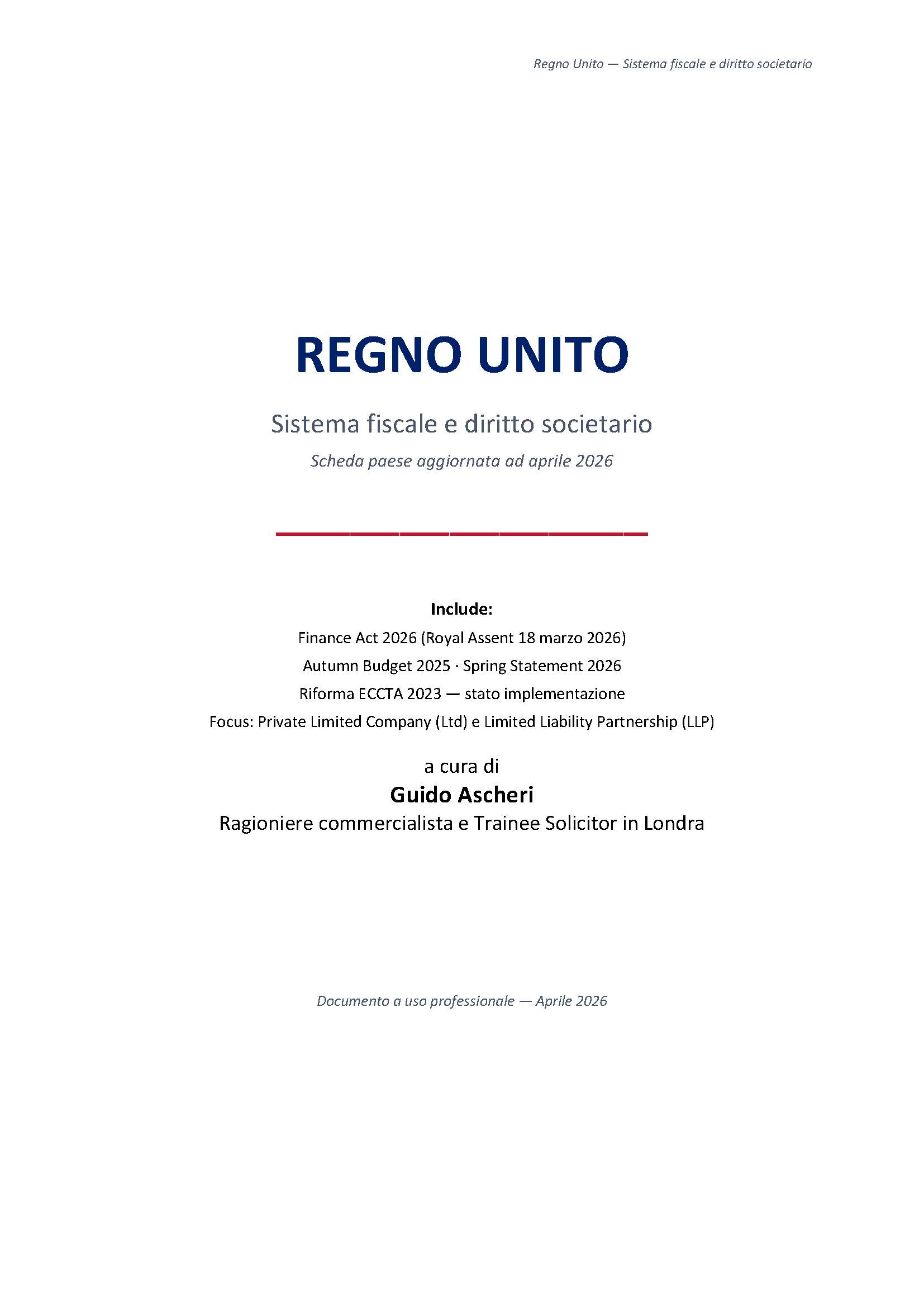 Regno Unito: Sistema Fiscale e Diritto Societario